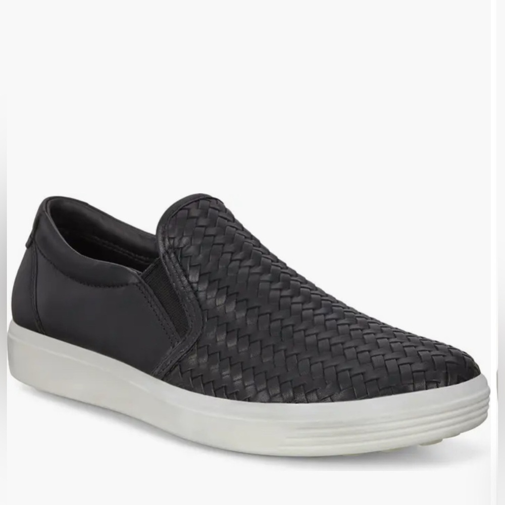 Ecco Soft 7 Women’s Black Woven Leather Slip-On Sneakers EU 38 / US 7-7.5